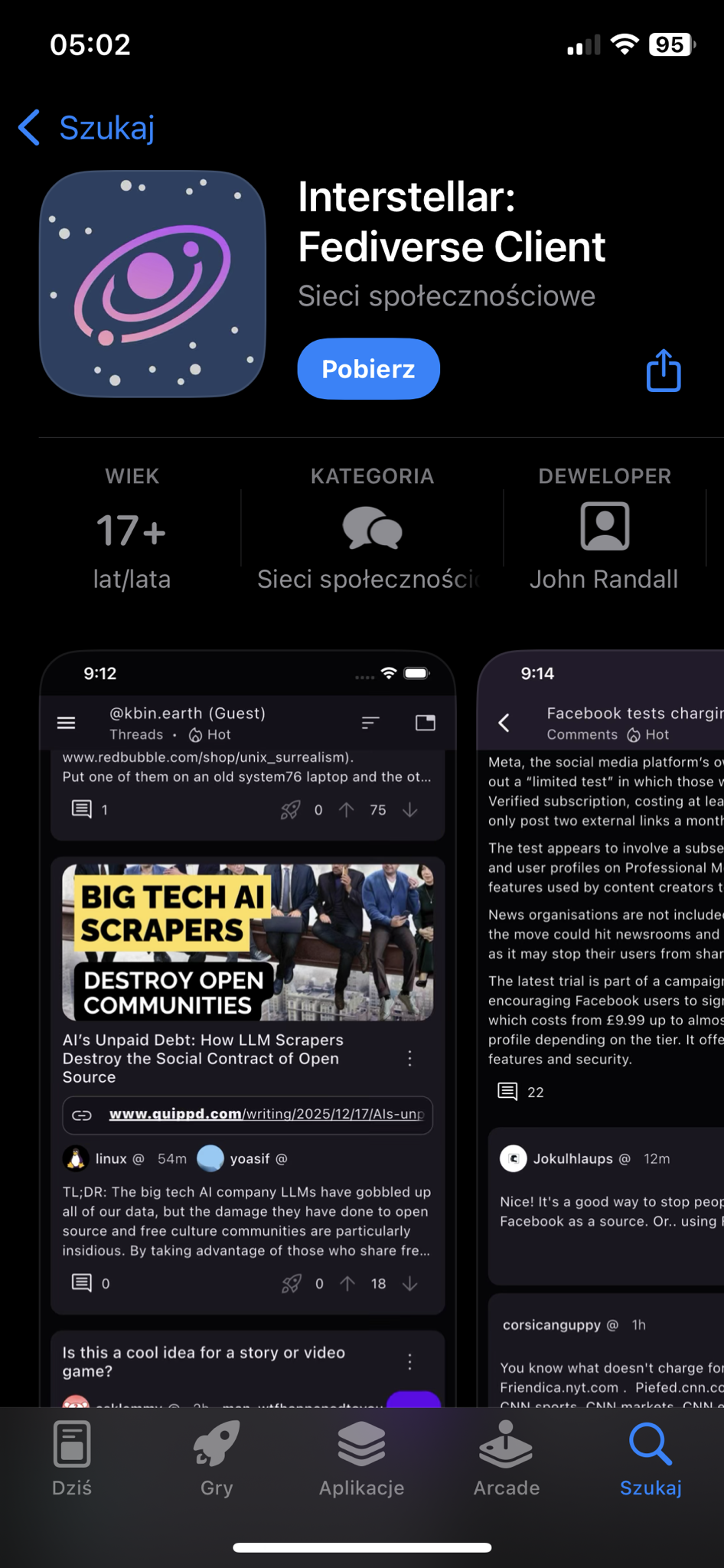 Interstellar in app store in Poland