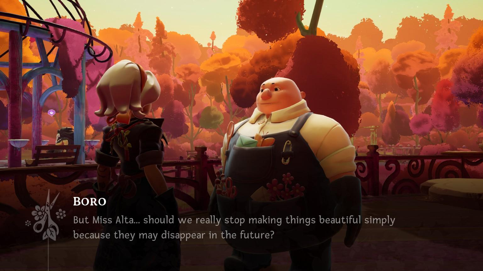 Boro talking to Alta:
"But Miss Alta... should we reallly stop making things beautiful simply because they may disappear in the future?"