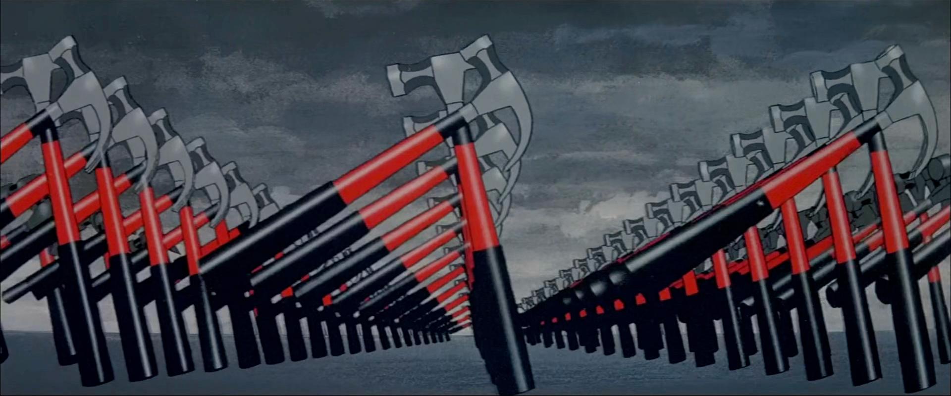 Kadr maszerujących młotków z "The Wall" Pink Floydów