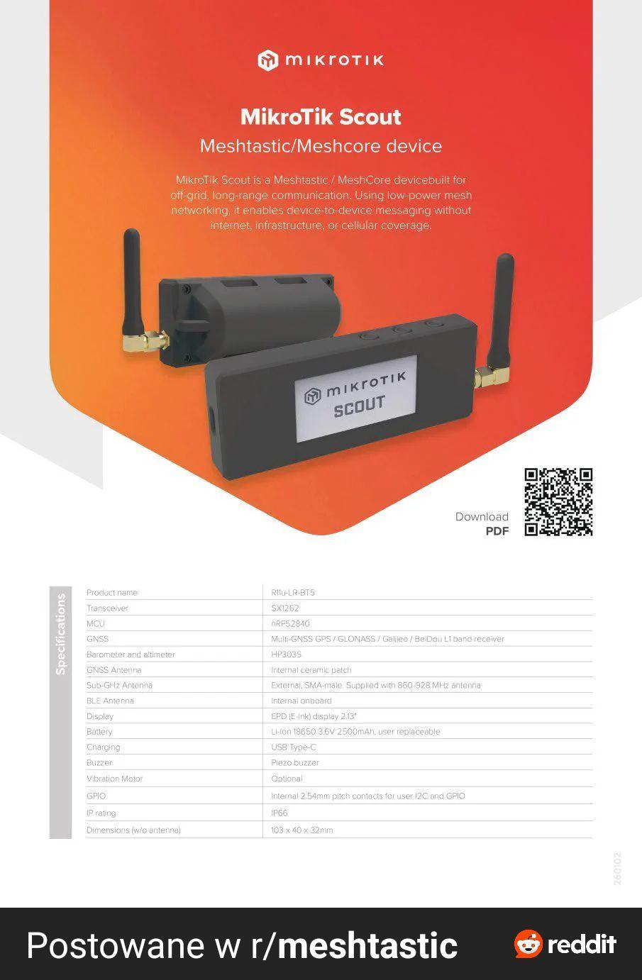 Plakat z urządzeniem MikroTik Scout