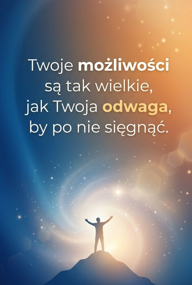 Twoje możliwości są tak wielkie, jak Twoja odwaga, by po nie sięgnąć.